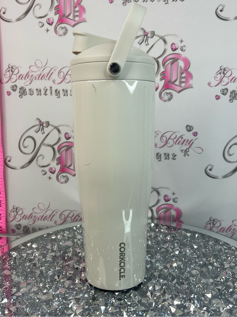 Corkcicle blender bottle shaker cup White Travel Tumbler with Flip Lid